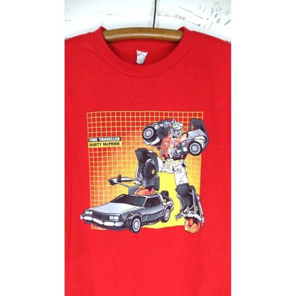 Red Time Traveler Marty McPrime cotton tshirt - Picture 3 of 6